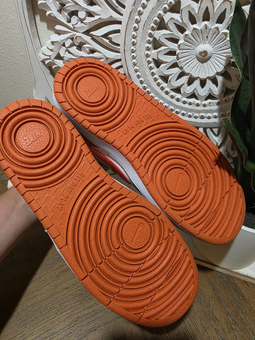 Nike Kids' Orange and White High-Top Sneakers 7Y NWOT